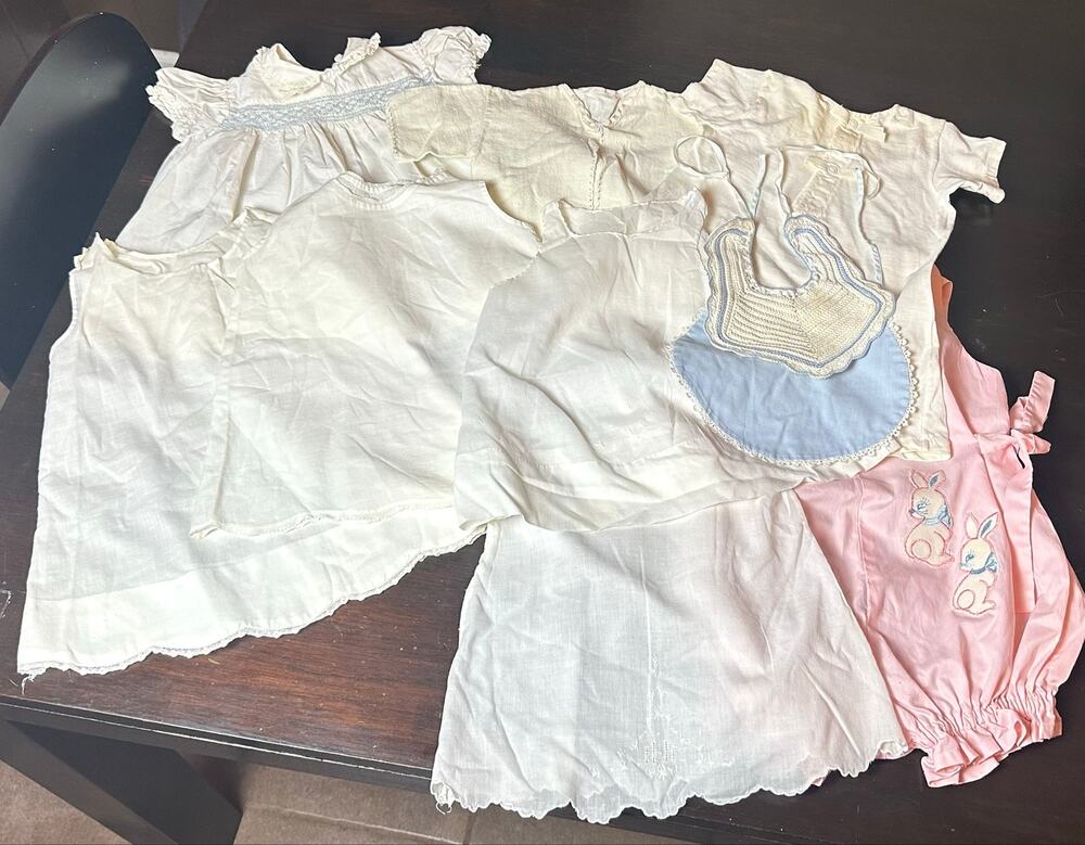 Lot/10 Vintage Baby Slips Dress Cotton Gowns Handmade Embroidered Lace Edging
